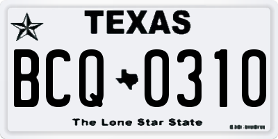 TX license plate BCQ0310