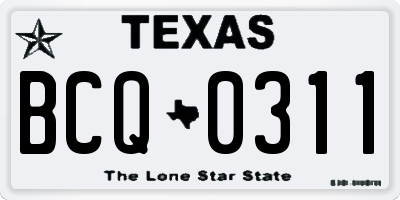 TX license plate BCQ0311