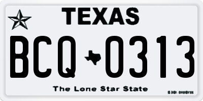 TX license plate BCQ0313