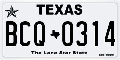 TX license plate BCQ0314