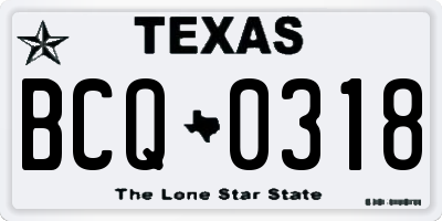 TX license plate BCQ0318