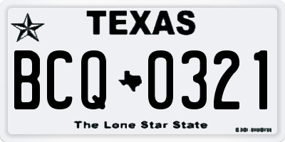 TX license plate BCQ0321