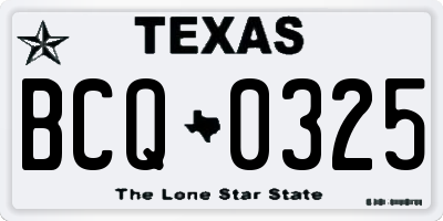TX license plate BCQ0325