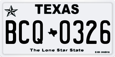 TX license plate BCQ0326