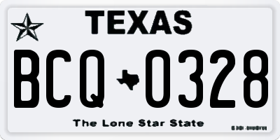 TX license plate BCQ0328