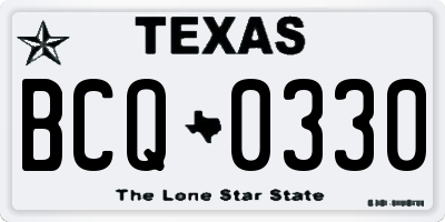 TX license plate BCQ0330