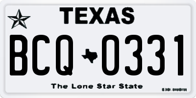 TX license plate BCQ0331