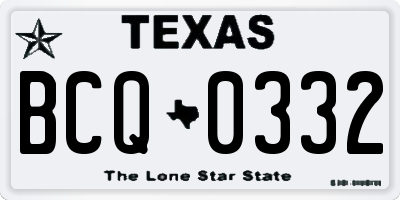 TX license plate BCQ0332