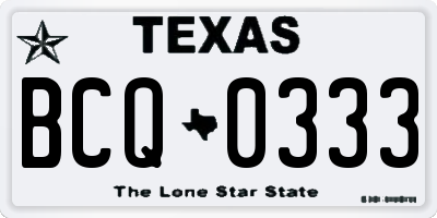 TX license plate BCQ0333