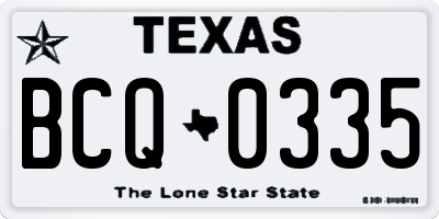TX license plate BCQ0335