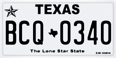 TX license plate BCQ0340