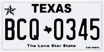 TX license plate BCQ0345