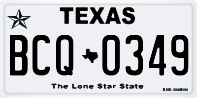 TX license plate BCQ0349
