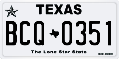 TX license plate BCQ0351