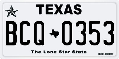 TX license plate BCQ0353