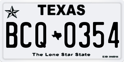 TX license plate BCQ0354
