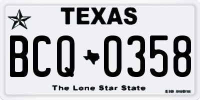 TX license plate BCQ0358