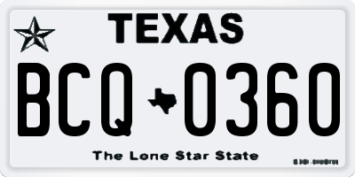 TX license plate BCQ0360