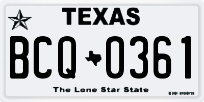 TX license plate BCQ0361