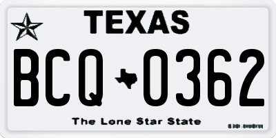 TX license plate BCQ0362