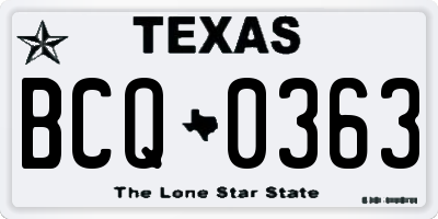 TX license plate BCQ0363