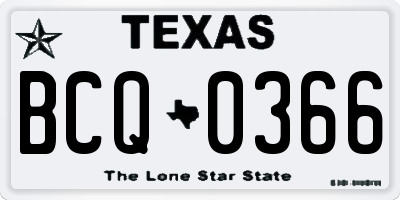 TX license plate BCQ0366
