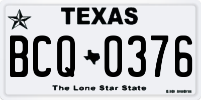 TX license plate BCQ0376