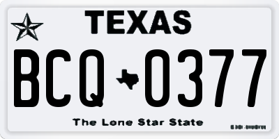 TX license plate BCQ0377