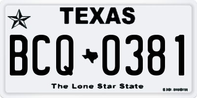 TX license plate BCQ0381