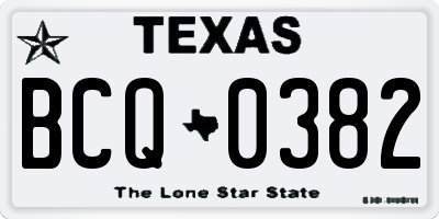 TX license plate BCQ0382