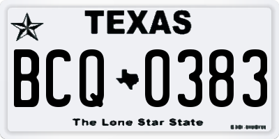 TX license plate BCQ0383