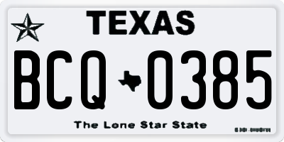 TX license plate BCQ0385