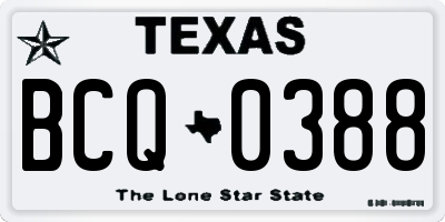 TX license plate BCQ0388