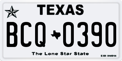 TX license plate BCQ0390