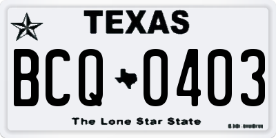 TX license plate BCQ0403
