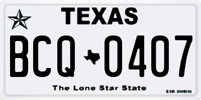 TX license plate BCQ0407