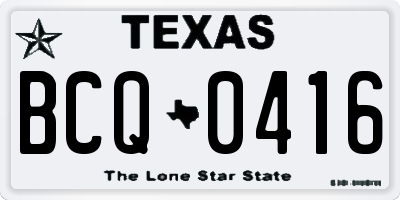 TX license plate BCQ0416