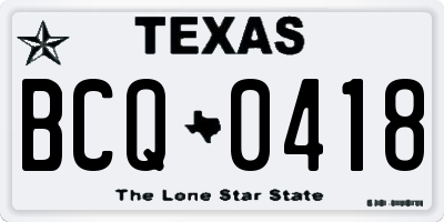 TX license plate BCQ0418