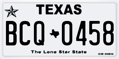 TX license plate BCQ0458