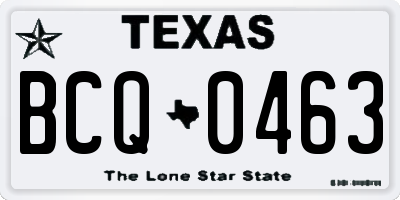 TX license plate BCQ0463