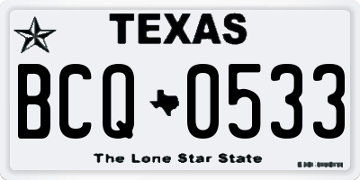 TX license plate BCQ0533