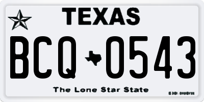 TX license plate BCQ0543