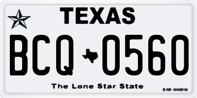TX license plate BCQ0560