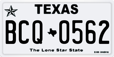 TX license plate BCQ0562