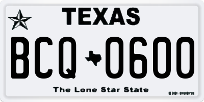 TX license plate BCQ0600
