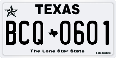 TX license plate BCQ0601