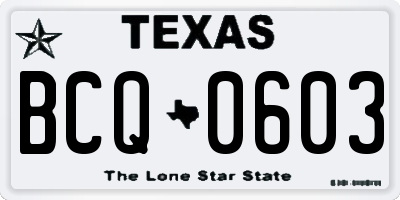 TX license plate BCQ0603