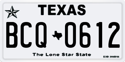 TX license plate BCQ0612