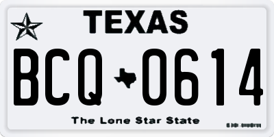 TX license plate BCQ0614