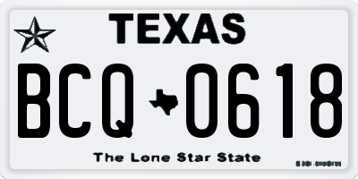 TX license plate BCQ0618